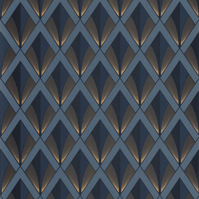 88676414 Chrysler Twenties Bleu Orage Wallpaper by Casadeco