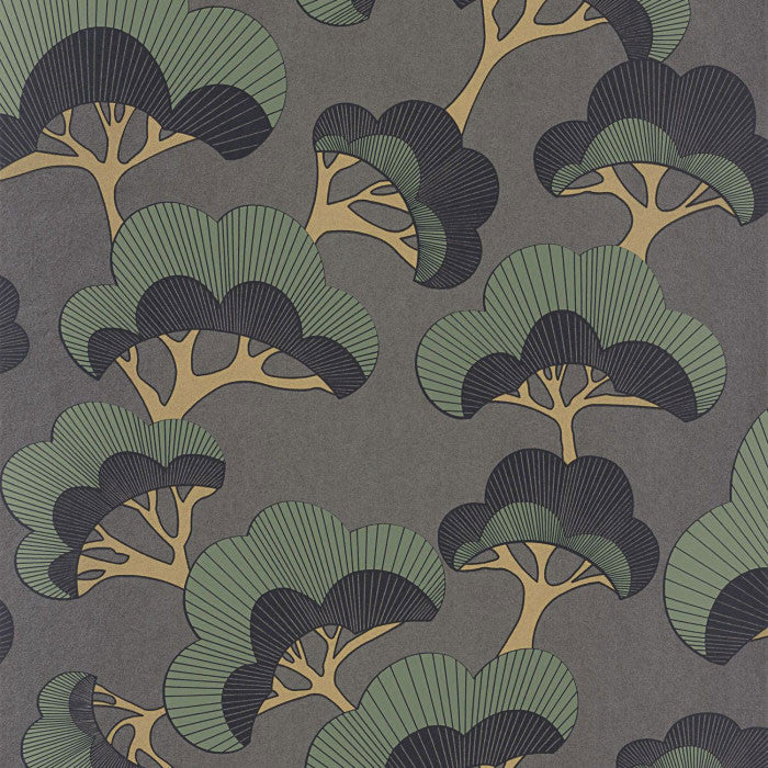 88719732 Goyo Matsu Kyoto Anthracite Wallpaper by Casadeco