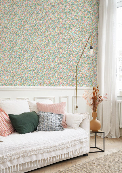 FLOM89216212 Pansy Flower Market Wallpaper by Casadeco