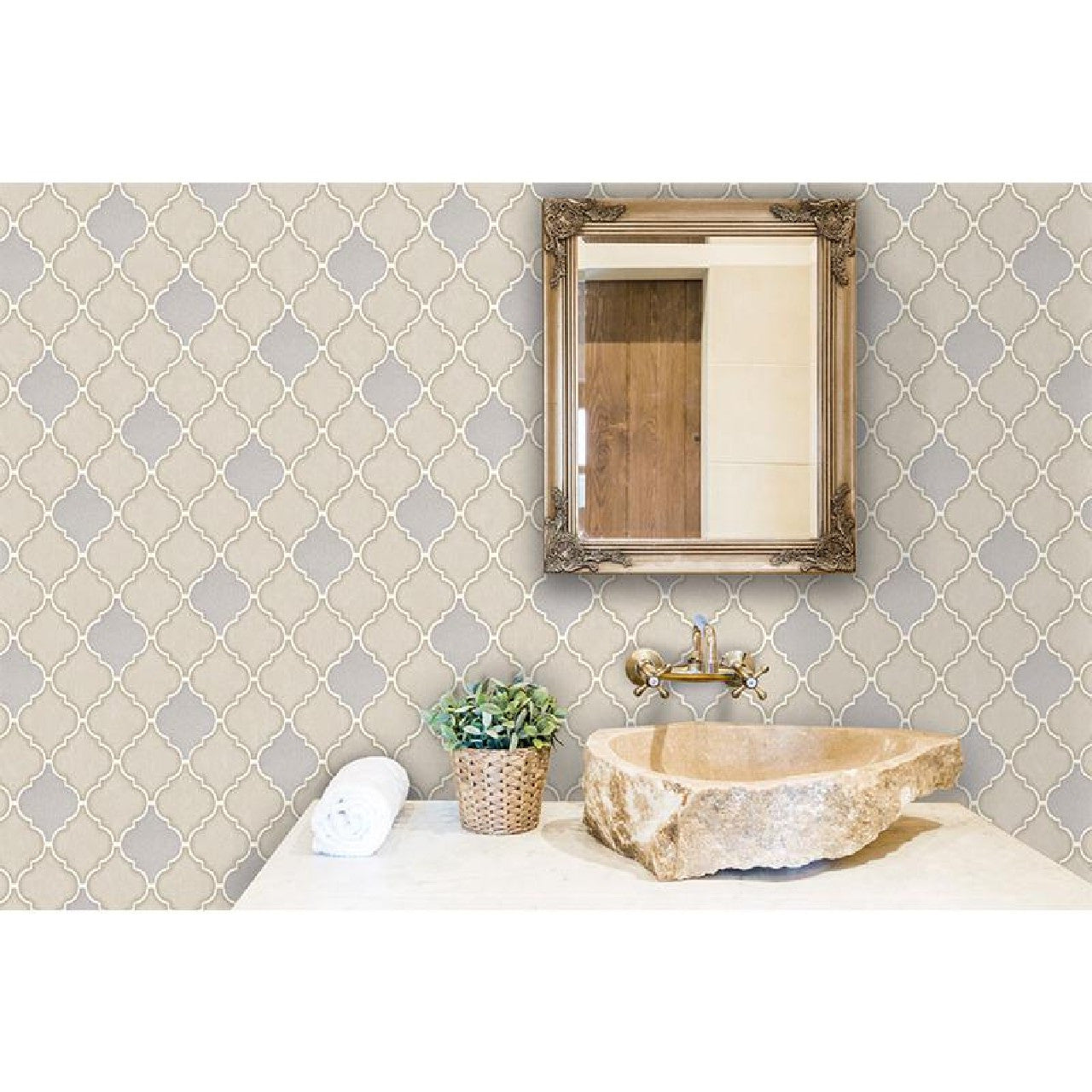 Trellis Tile Stone Wallpaper By Holden Decor