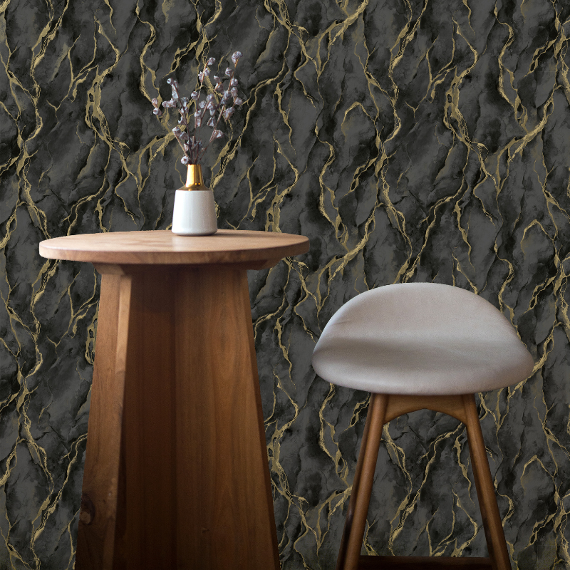 400136 Pandora Black Gold Vasari Wallpaper by Rasch