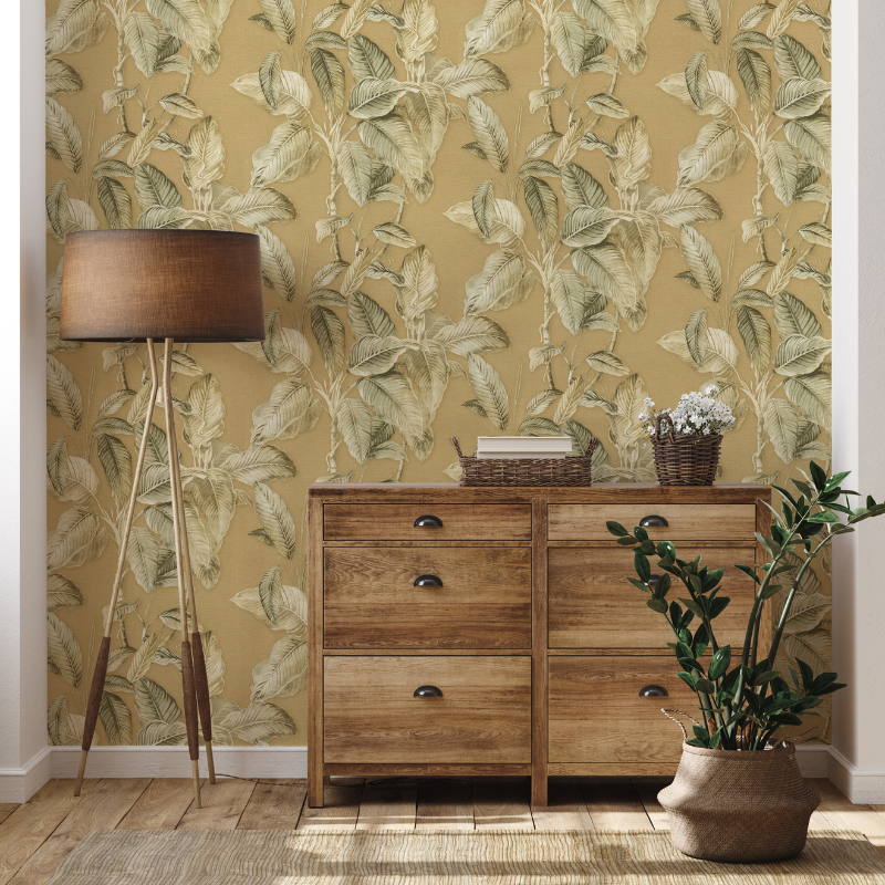571479 Boho Palm Mustard Wallpaper by Rasch
