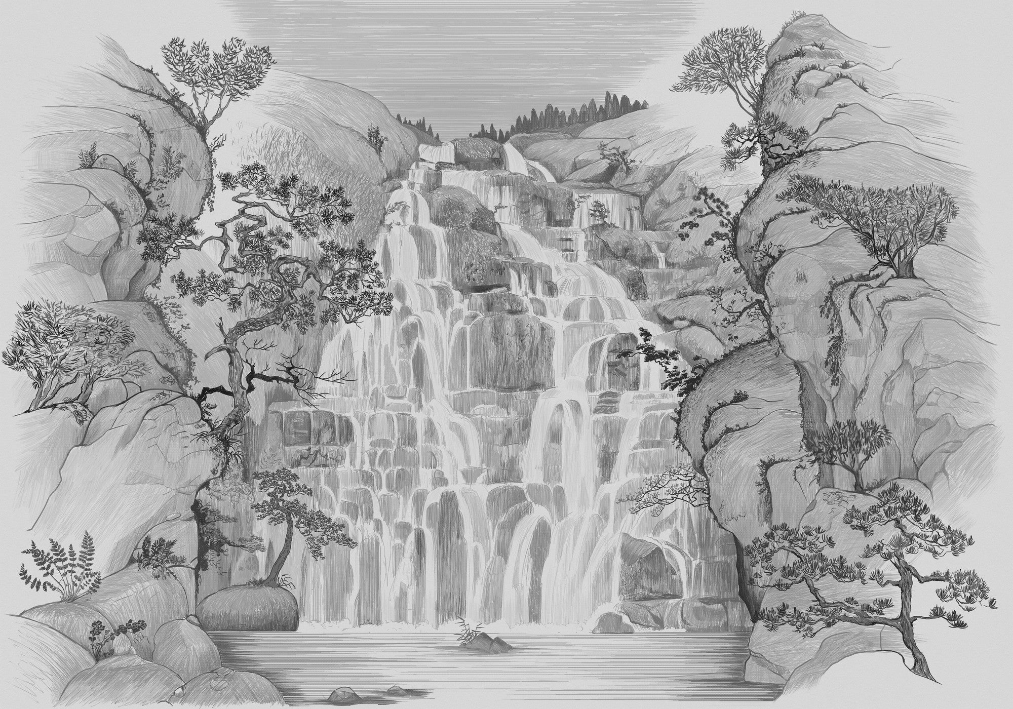 9000003 Fallingwater Winter Random Archist Mural by Coordonné