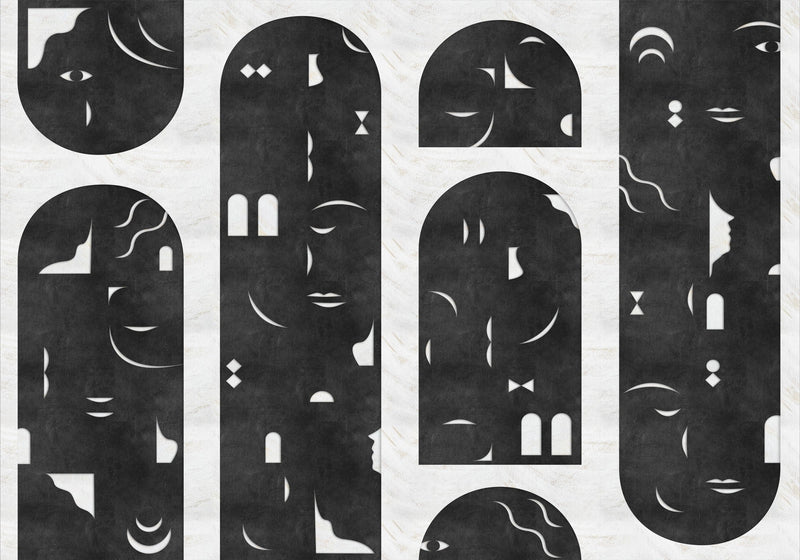 9000021 Rostros Black Random Archist Mural by Coordonné