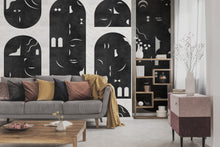 9000021 Rostros Black Random Archist Mural by Coordonné