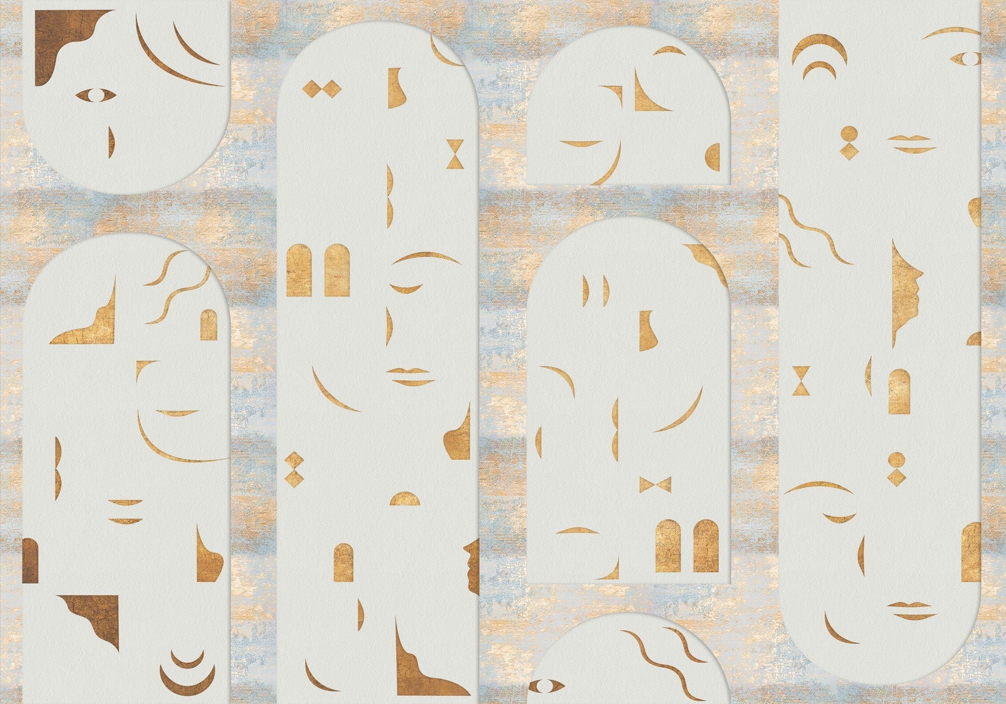 9000025 Rostros Gold Random Archist Mural by Coordonné