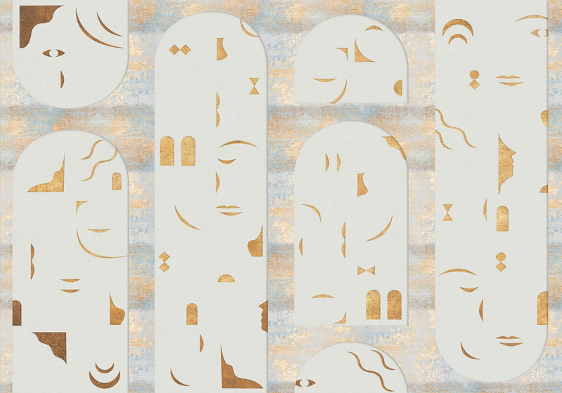 9000025 Rostros Gold Random Archist Mural by Coordonné