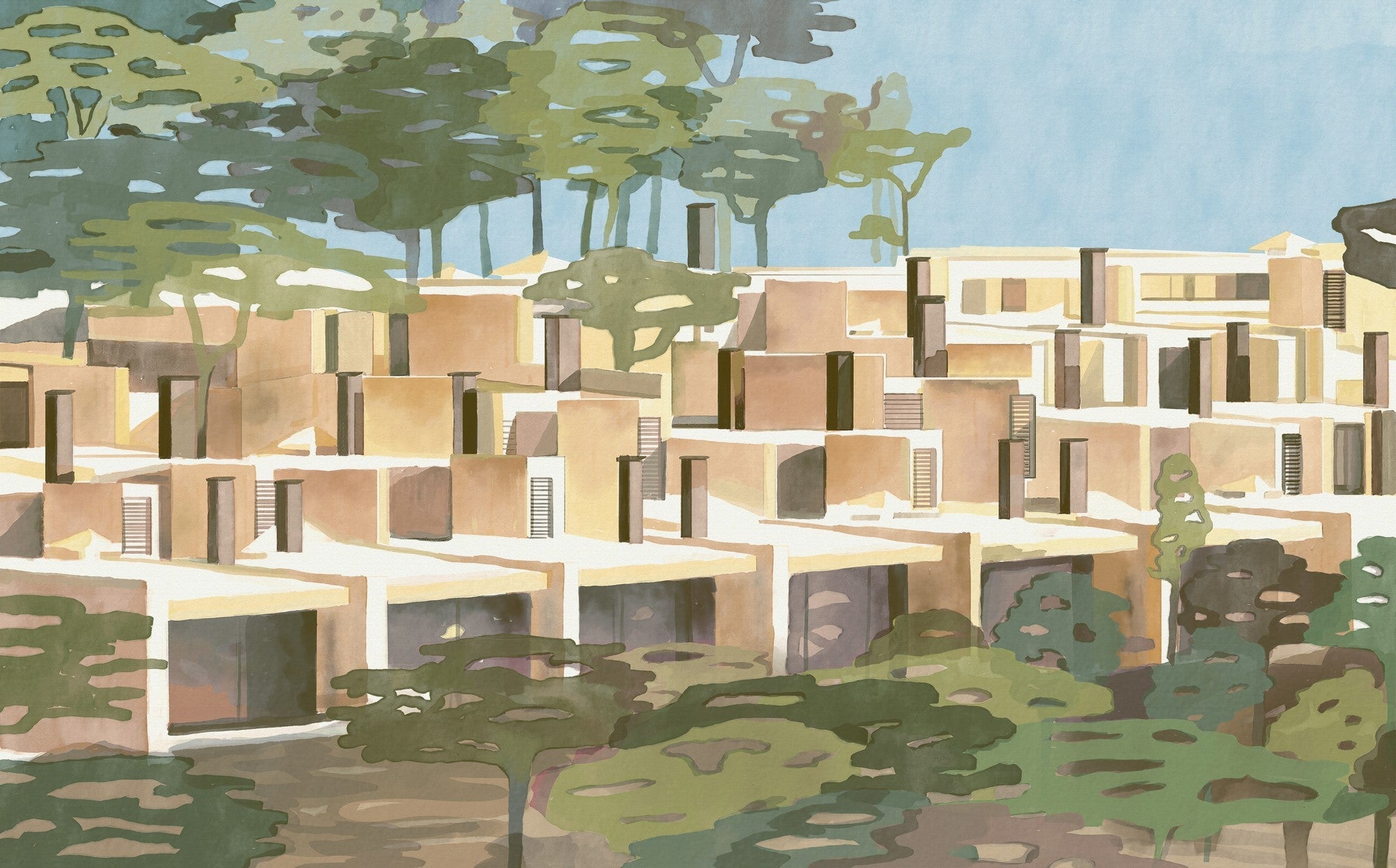 9000030 La Maqueta Sunrise (450 × 280 cm) Random Archist Mural by Coordonné