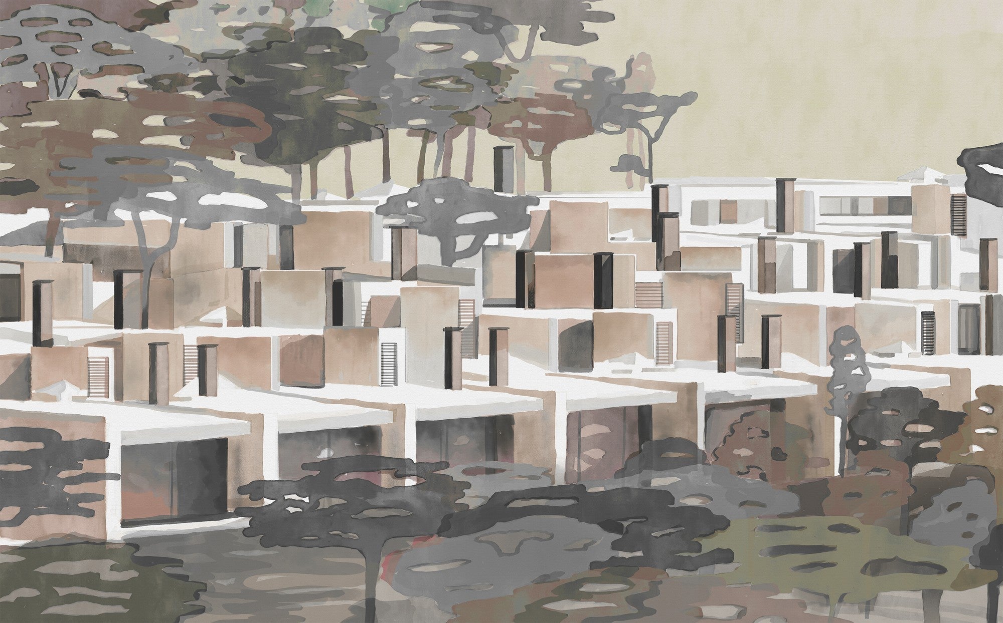 9000031 La Maqueta Sunset (450 × 280 cm) Random Archist Mural by Coordonné