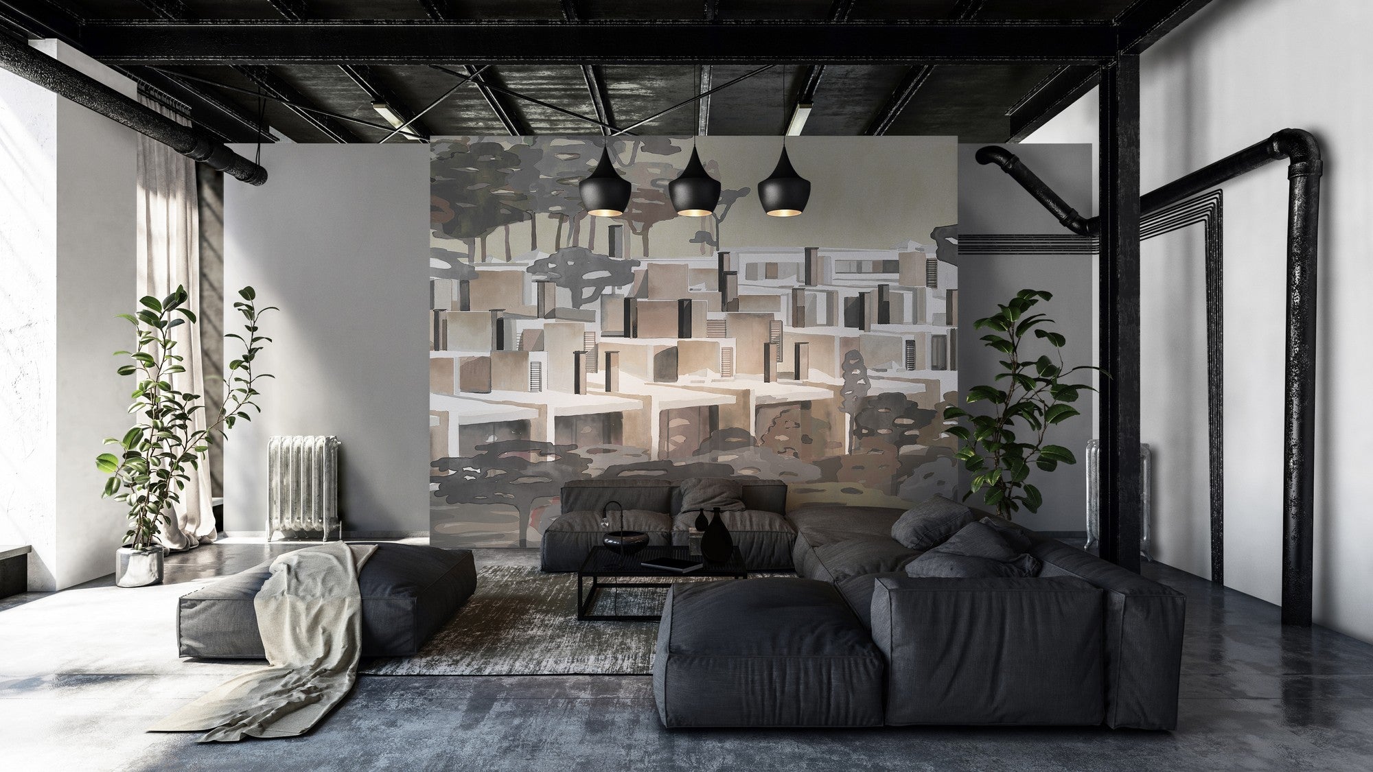 9000031 La Maqueta Sunset (450 × 280 cm) Random Archist Mural by Coordonné
