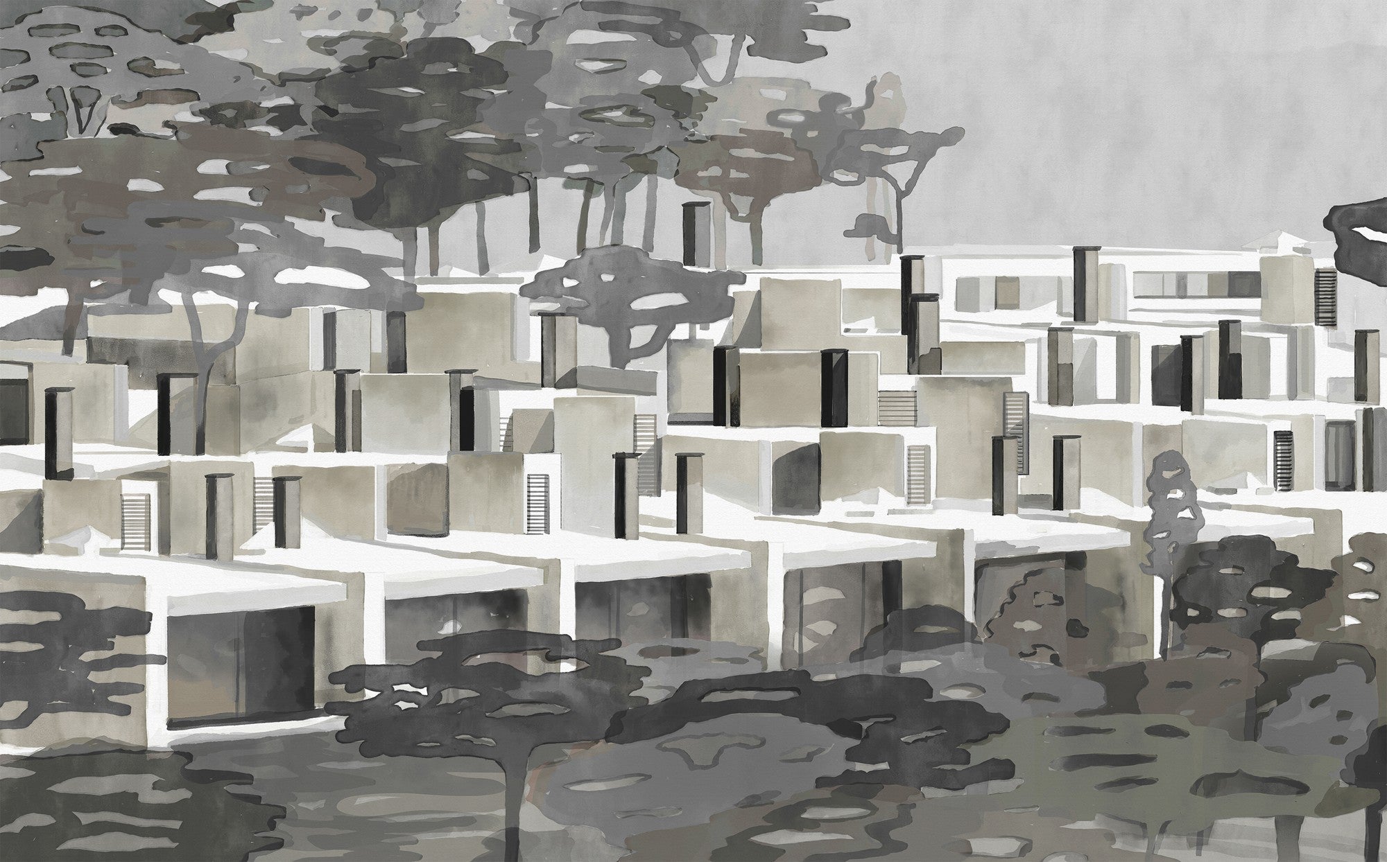 9000032 La Maqueta Night (450 × 280 cm) Random Archist Mural by Coordonné