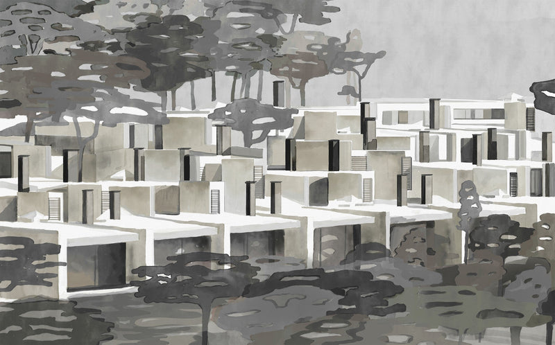 9000032 La Maqueta Night (450 × 280 cm) Random Archist Mural by Coordonné