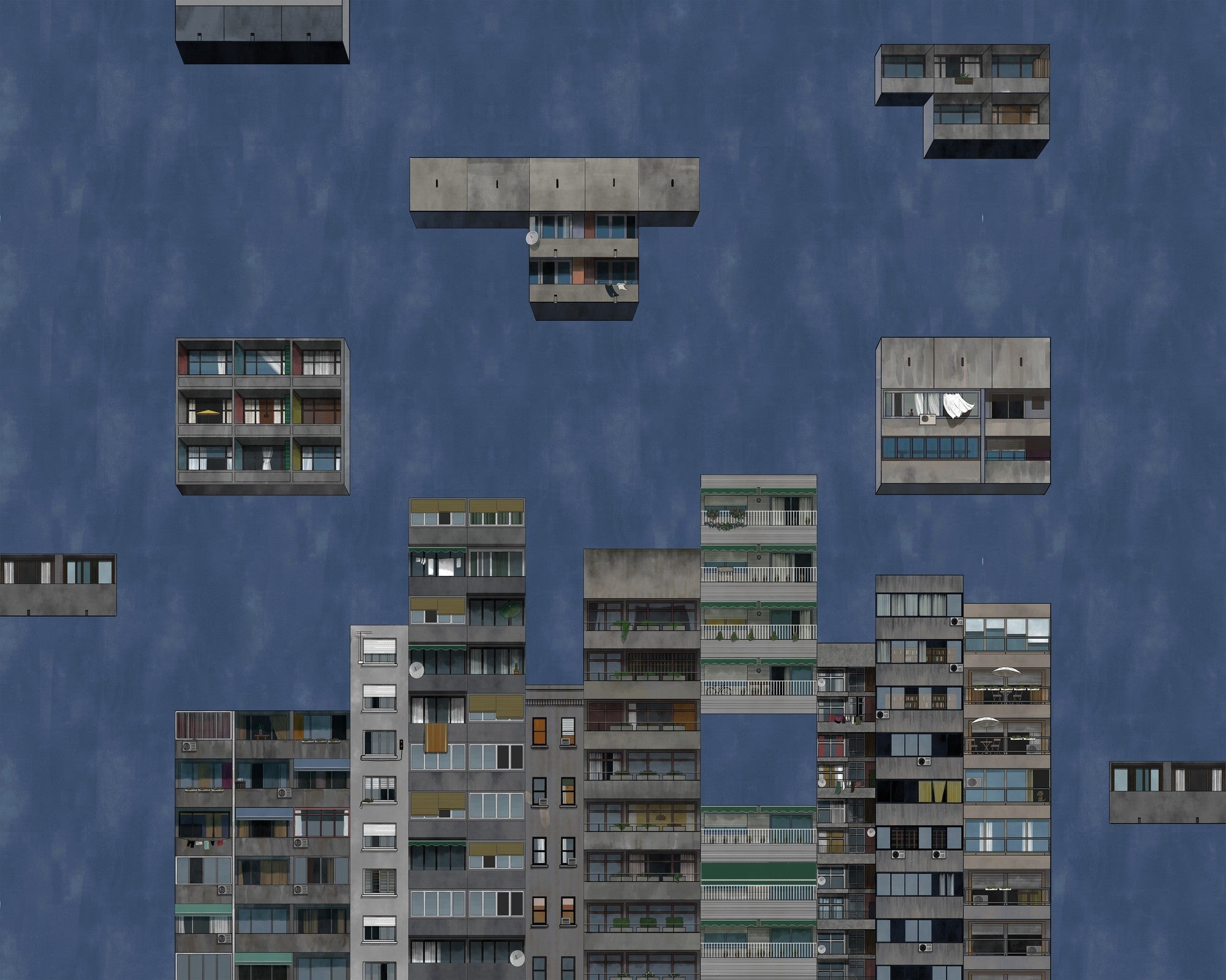 9000041 Tetris Night (350 × 280 cm) Random Archist Mural by Coordonné