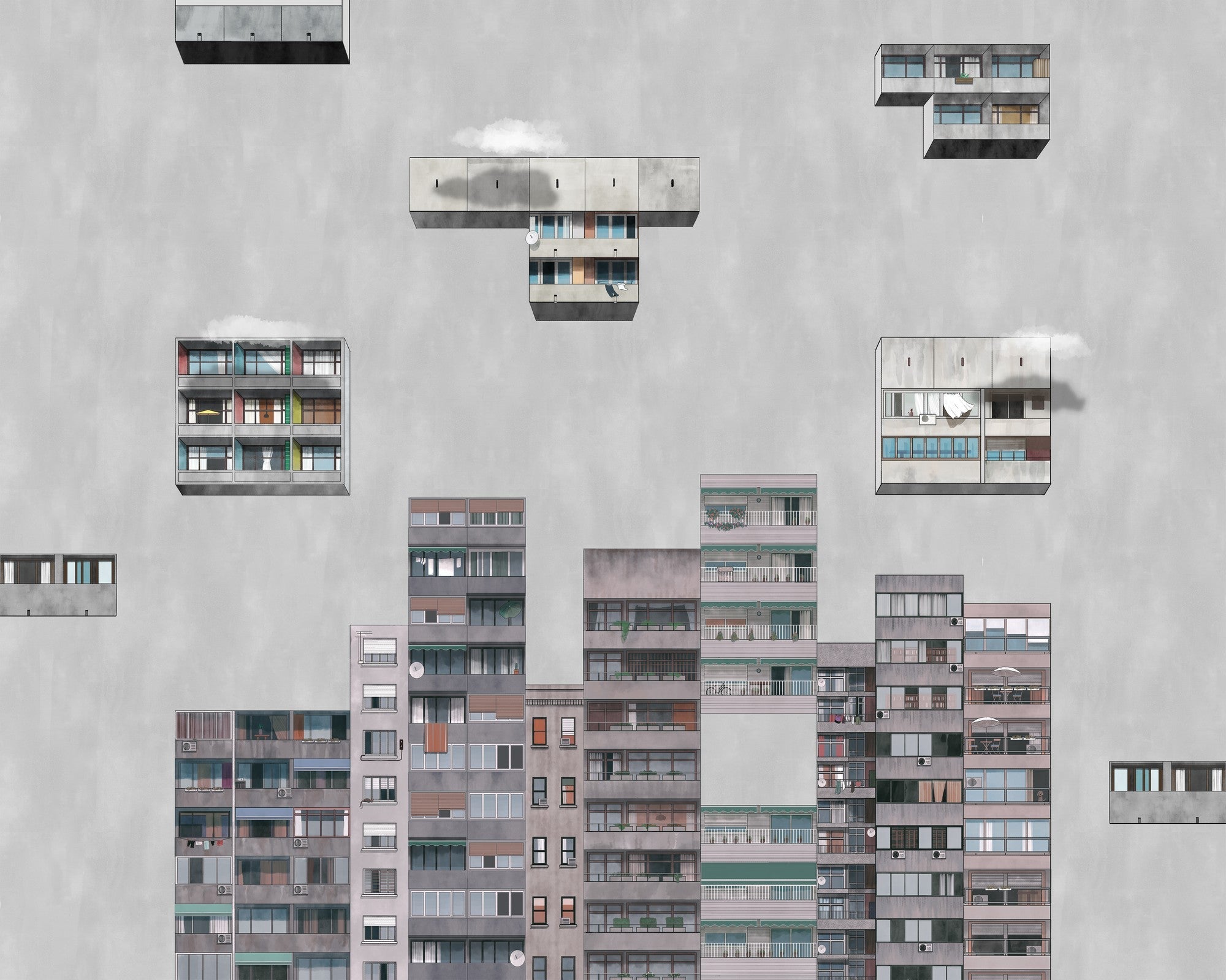 9000042 Tetris Rainy (350 × 280 cm) Random Archist Mural by Coordonné