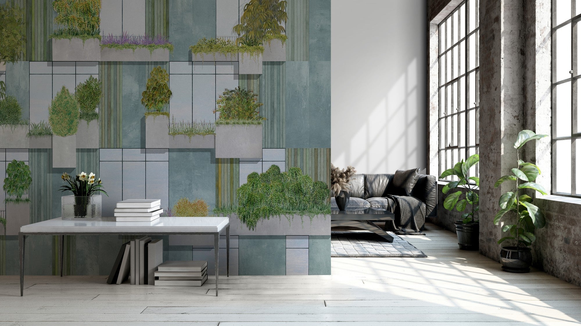 9000062 Vertical Forest Grey Random Archist Mural by Coordonné