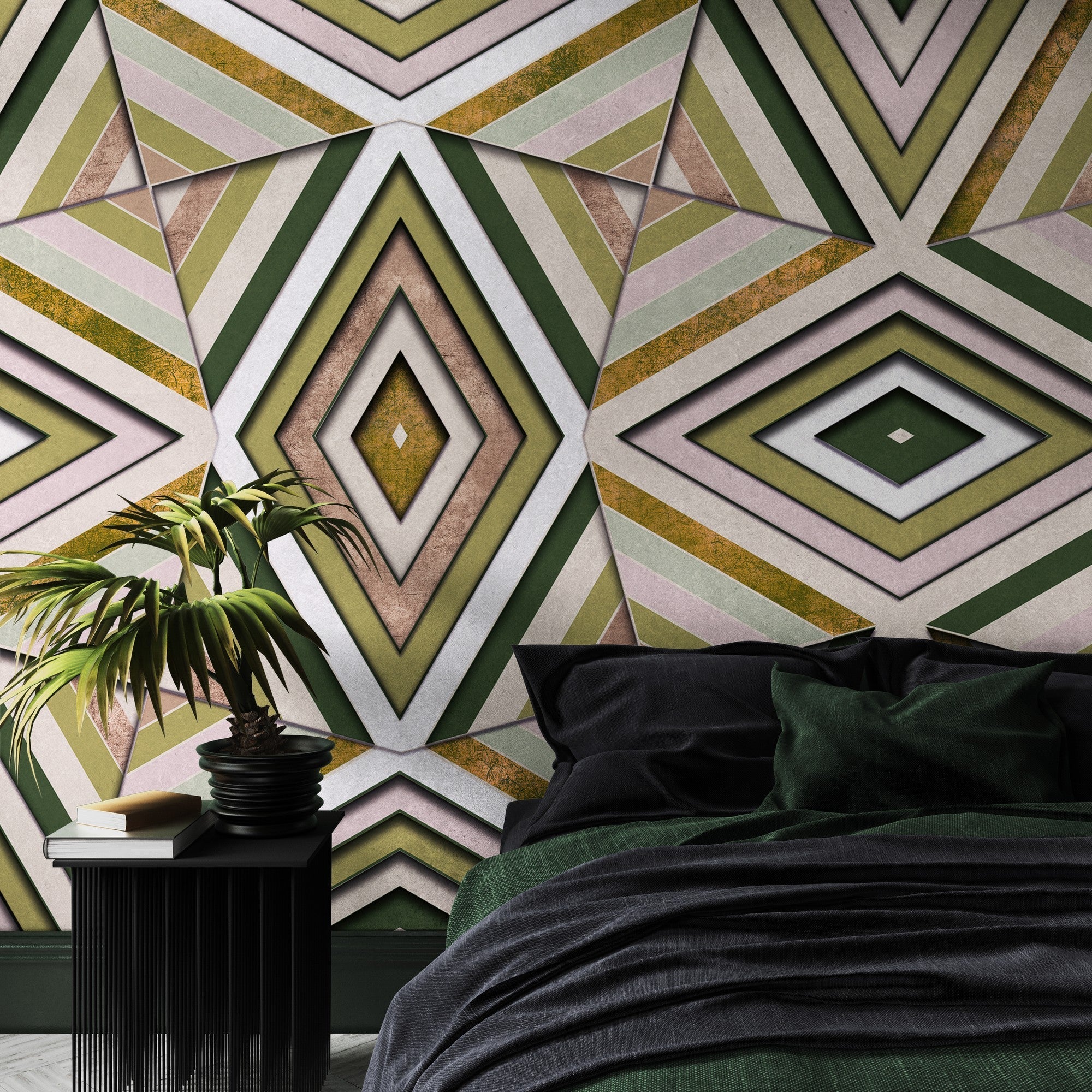 9000400 Rubik Olive (450 × 280 cm) Random Archist Mural by Coordonné