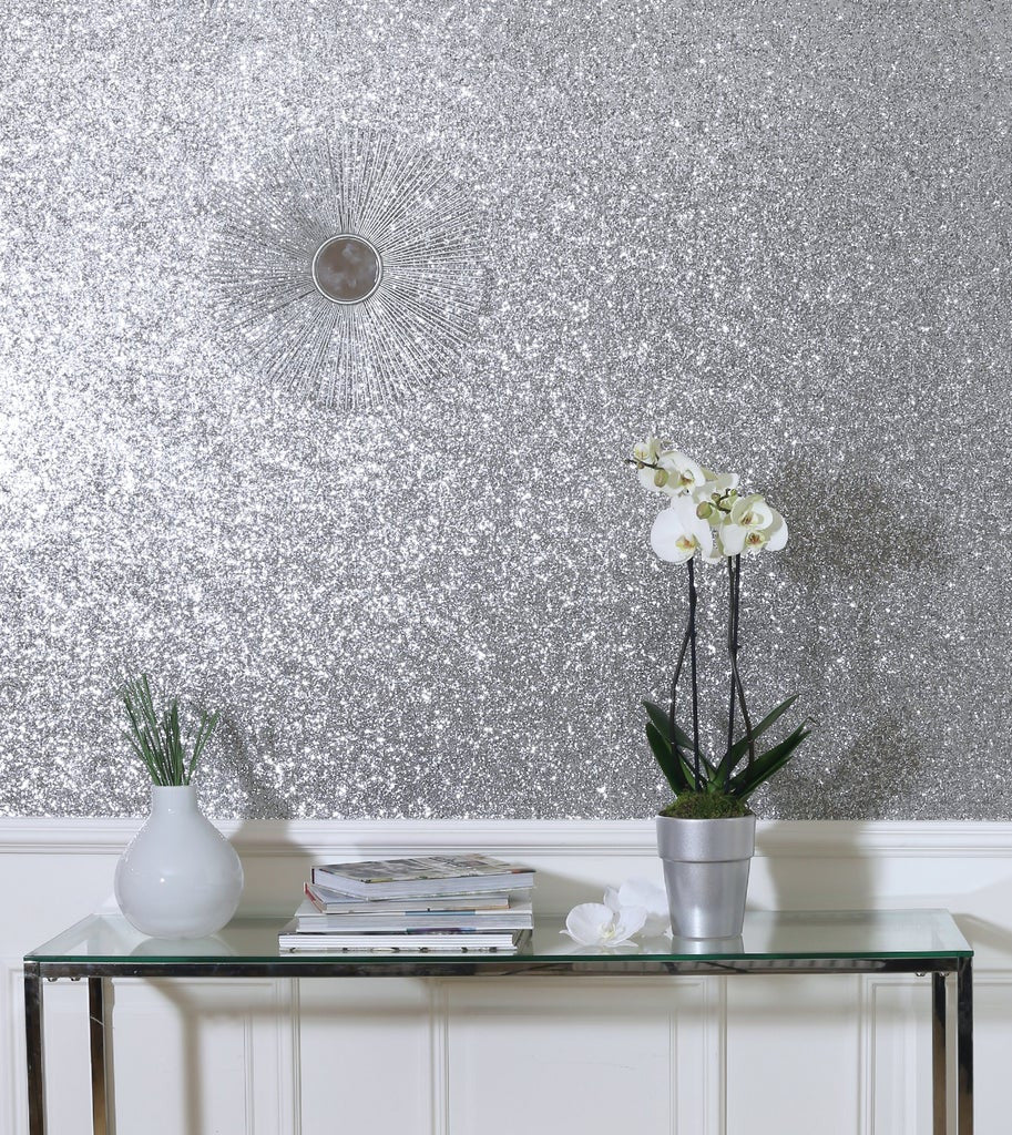 900900 Sequin Sparkle Silver Wallpaper By Arthouse