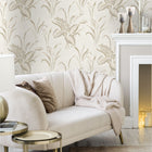 GB 9011 Palma Leaf White and Champange Wallpaper By Belgravia Zambaiti Parati