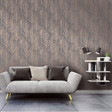 90761 Rhea Zandra Trees Grey and Rose Gold Wallpaper By Holden DŽcor