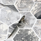 908502 Marbled Hexagon Charcoal and Rose Gold Wallpaper By Arthouse