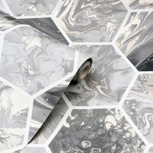 908502 Marbled Hexagon Charcoal and Rose Gold Wallpaper By Arthouse