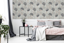 908502 Marbled Hexagon Charcoal and Rose Gold Wallpaper By Arthouse