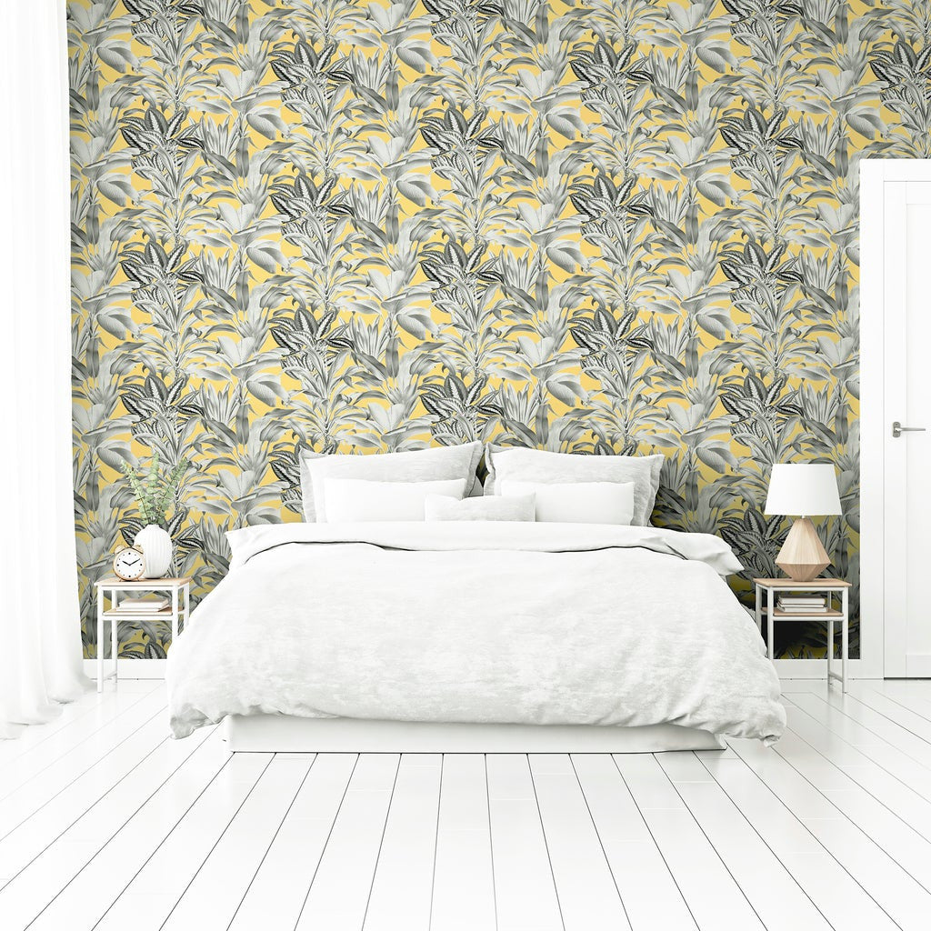 909502 Greenhouse Plants Ochre Wallpaper By Arthouse