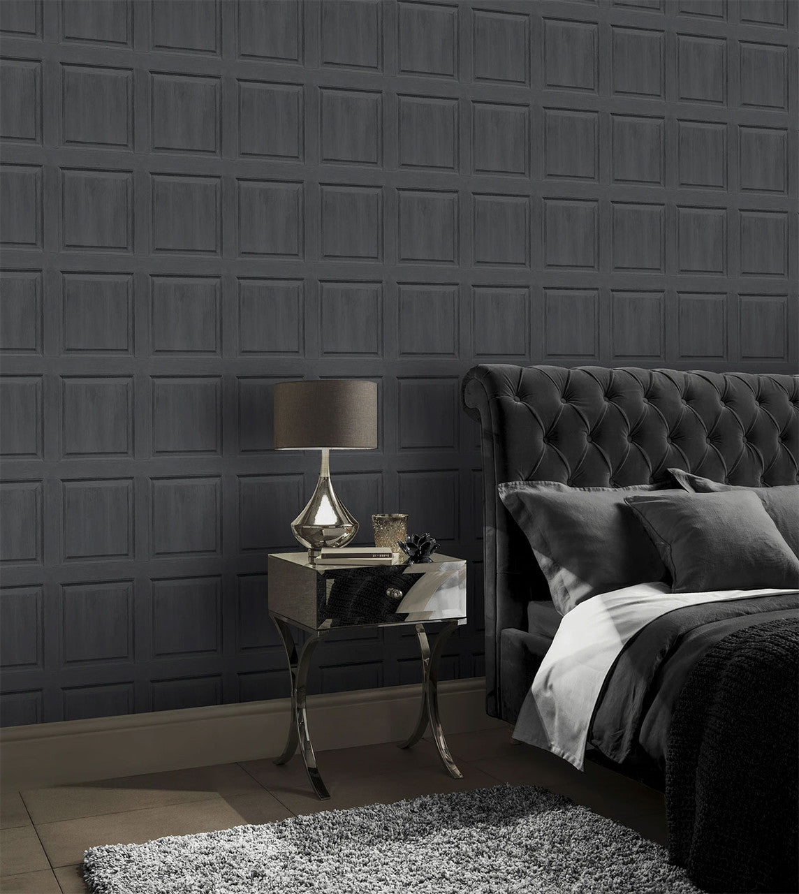 909600 Charcoal Washed Wood Panel Wallpaper by Arthouse