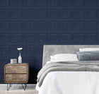 909601 Navy Washed Wood Panel Wallpaper by Arthouse