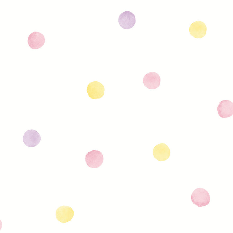 91000 Watercolour Polka Dots Pink Yellow Wallpaper by Holden Decor