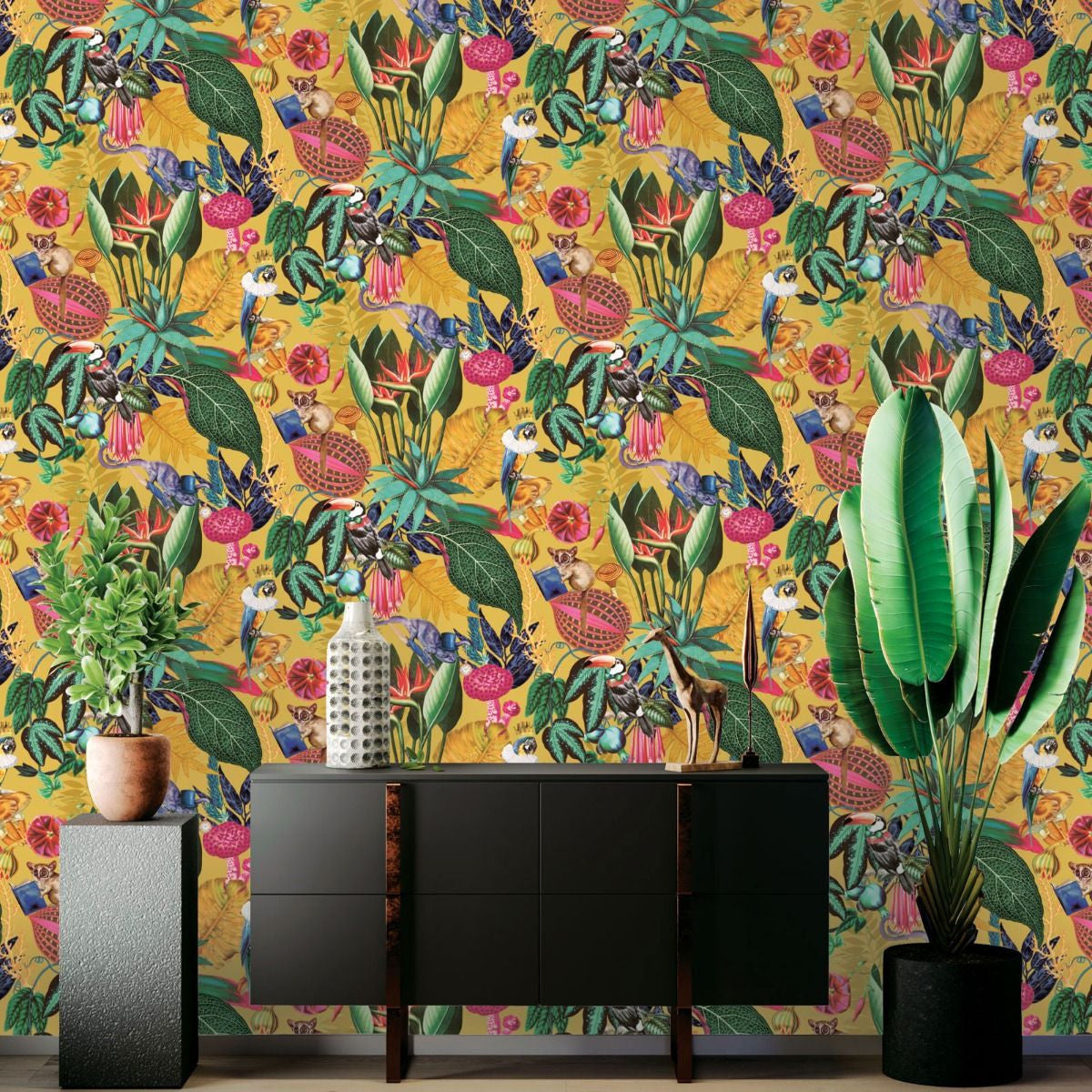 91190 Wonderland Tropical Ochre Wallpaper by Holden Decor