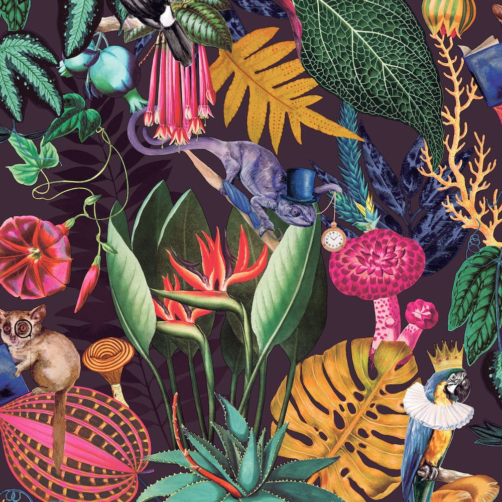 91192 Wonderland Tropical Plum Wallpaper by Holden Decor