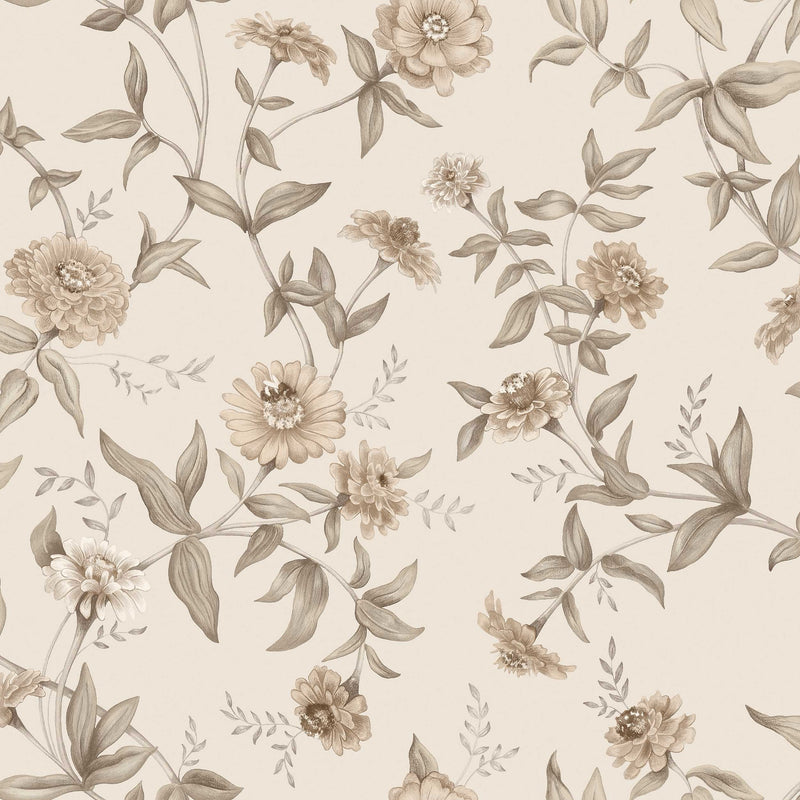 9151 Zinnia Light Clay Flowers Wallpaper by Boråstapeter - Flat