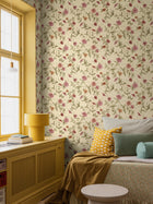 9154 Zinnia Buttery Yellow Flowers Wallpaper by Boråstapeter - Roomshot