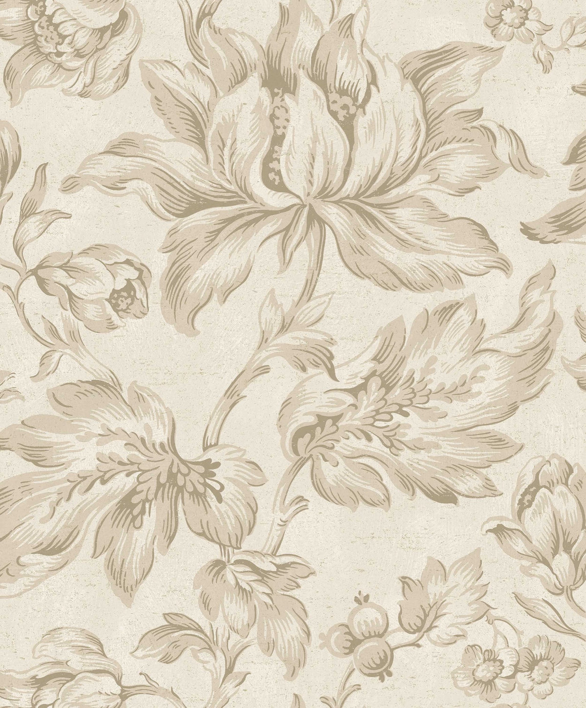 9156 Archive Flower Warm White Flowers Wallpaper by Boråstapeter - Flat