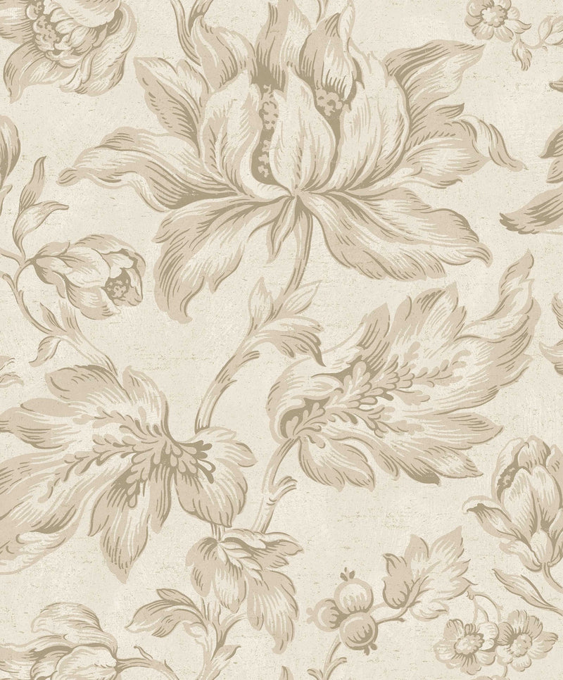 9156 Archive Flower Warm White Flowers Wallpaper by Boråstapeter - Flat