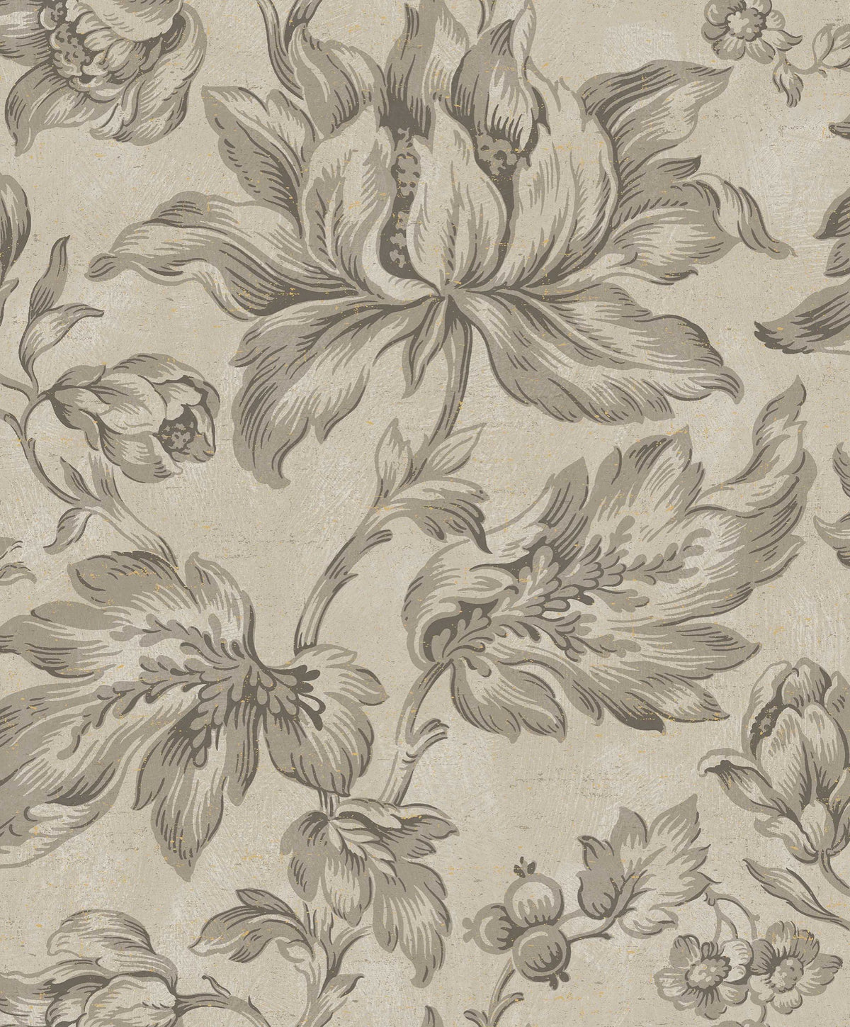 9158 Archive Flower Greige Flowers Wallpaper by Boråstapeter - Flat
