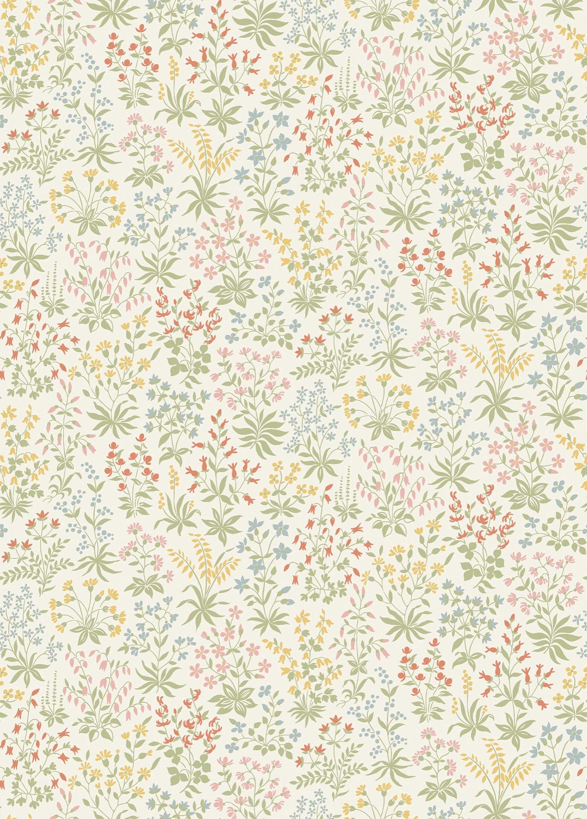 9159 Vildflora Warm White / Multi Flowers Wallpaper by Boråstapeter - Flat