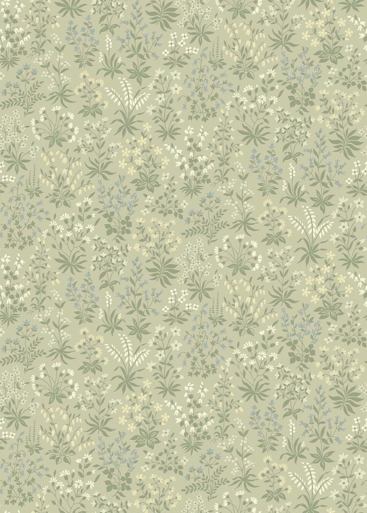 9160 Vildflora Gentle Green Flowers Wallpaper by Boråstapeter - Flat