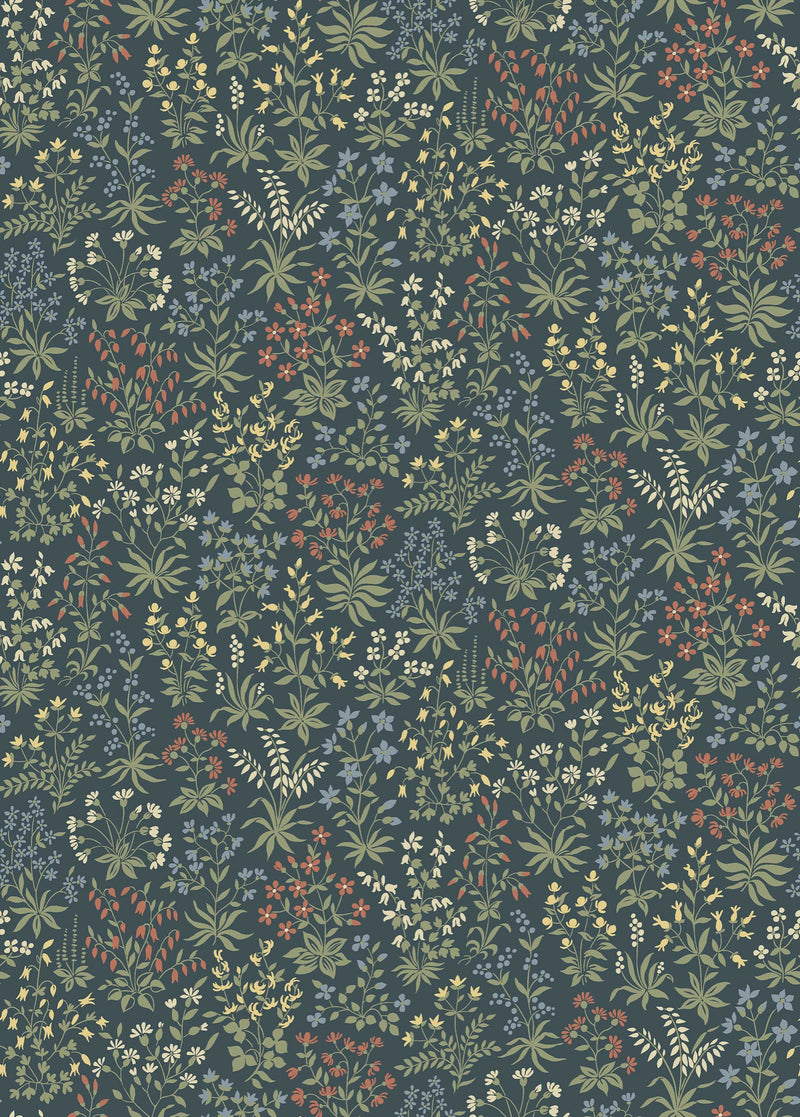 9161 Vildflora Deep Blue Flowers Wallpaper by Boråstapeter - Flat