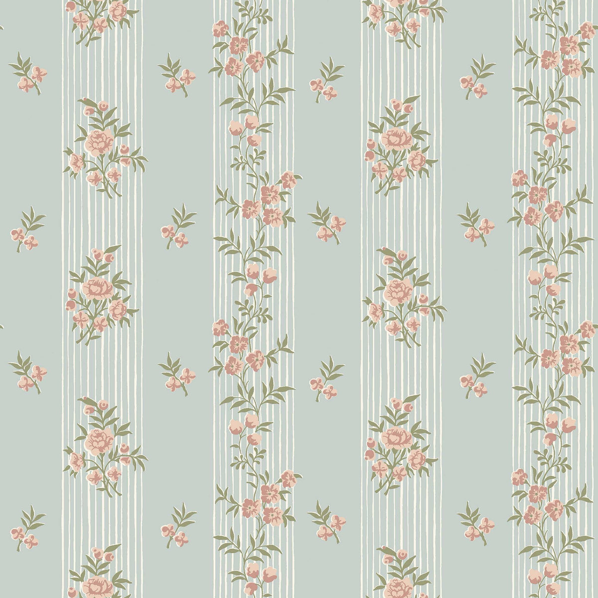 9164 Hufvudsta Gård Sky Blue Flowers Wallpaper by Boråstapeter - Flat