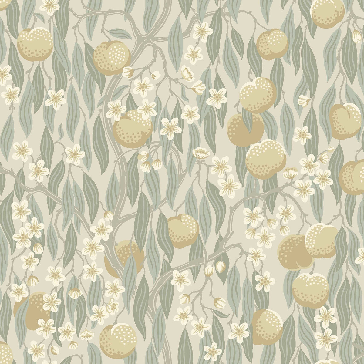 9166 Persikoträd Light Greige Flowers Wallpaper by Boråstapeter - Flat