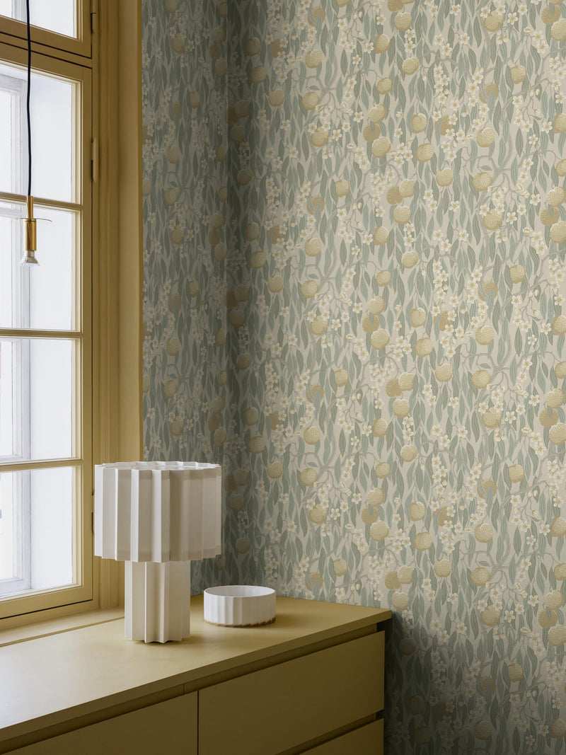 9166 Persikoträd Light Greige Flowers Wallpaper by Boråstapeter - Roomshot
