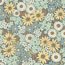 9170 Flower Power Blue Brown Flowers Wallpaper by Boråstapeter - Flat