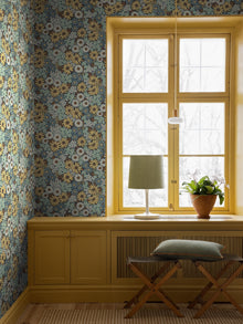 9170 Flower Power Blue Brown Flowers Wallpaper by Boråstapeter - Roomshot
