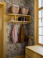 9172 Happy Hollyhocks Green Red Flowers Wallpaper by Boråstapeter - Roomshot