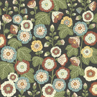 9173 Happy Hollyhocks Black Multi Flowers Wallpaper by Boråstapeter - Flat