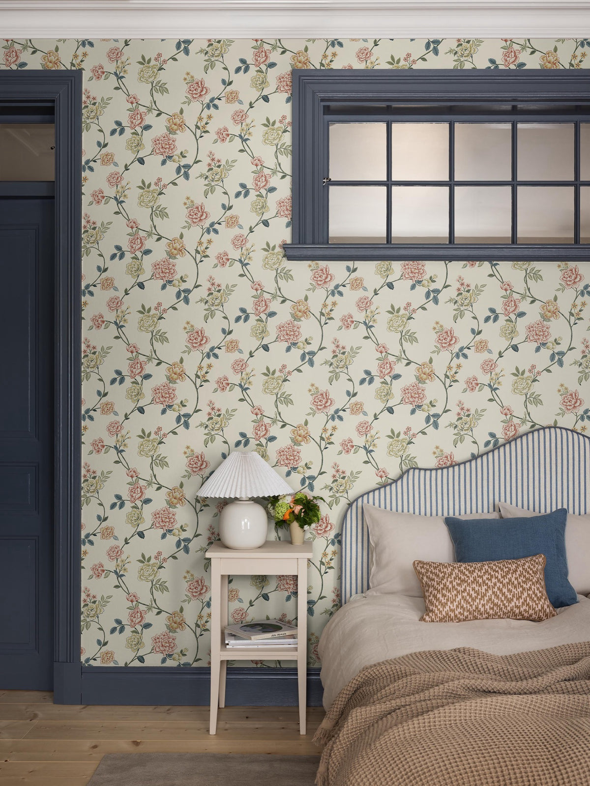 9174 Peony Garden Cream Flowers Wallpaper by Boråstapeter - Roomshot
