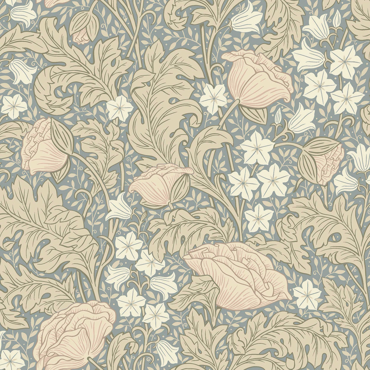 9177 Blomdansen Grey Blue Flowers Wallpaper by Boråstapeter - Flat