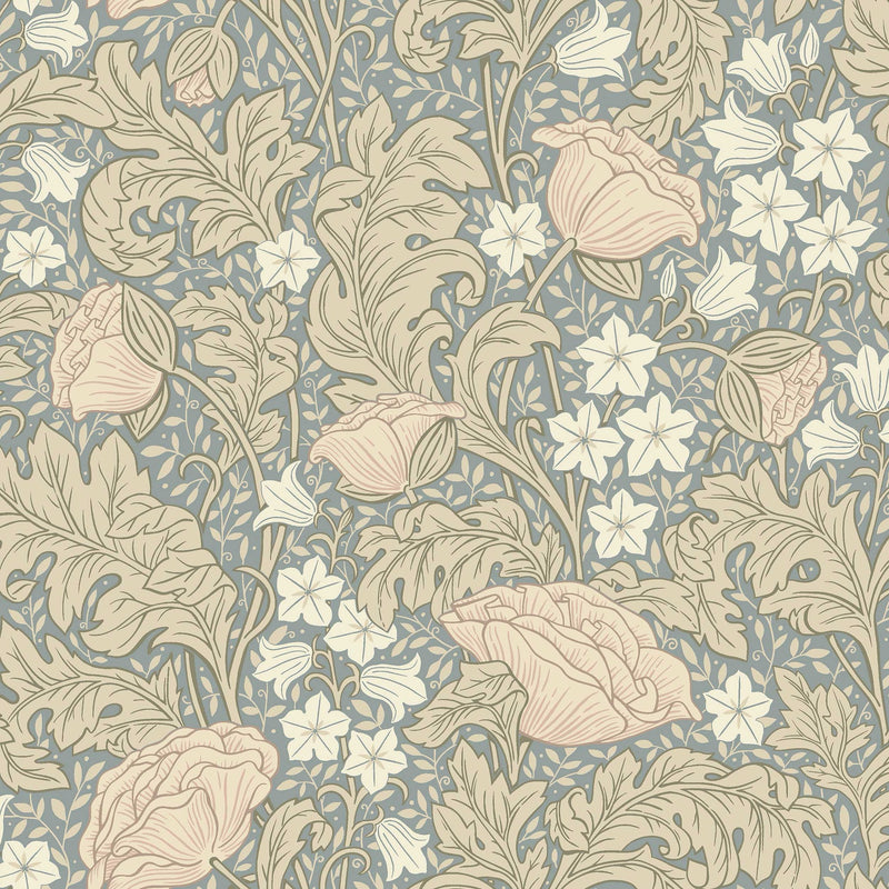 9177 Blomdansen Grey Blue Flowers Wallpaper by Boråstapeter - Flat